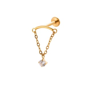 1 Piece Flower Titanium Alloy Gold Color Zircon Women's Piercing Earrings h5