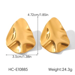 1 Pair Irregular Shape Hammer Pattern Stainless Steel Gold Color Stud Earrings h5 Picture2