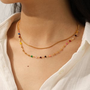 1 Piece Simple Beads Stainless Steel Gold Color Layered Necklace h5 Picture5