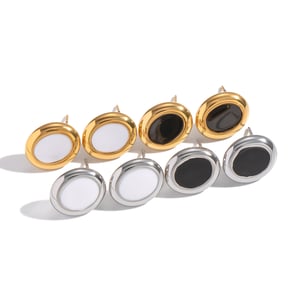 1 paire de boucles d&#39;oreilles à tige rondes en acier inoxydable émaillé couleur or h5 Image5