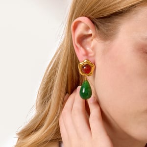 1 Pair Vintage Droplet Stainless Steel Gold Color Acrylic Women's Drop Earrings h5 Picture3