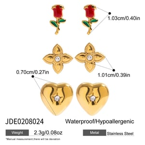 1 Set Sweet Rose Stainless Steel Gold Color Women's Earring Sets h5 Picture2