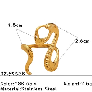1 Parça Paslanmaz Çelik Yılan Şeklinde Altın Renkli Gösterişli Yüzük h5 