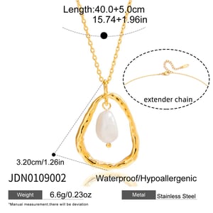 1 Piece Romantic Droplet Stainless Steel Gold Color Pearl Women's Pendant Necklaces h5 Picture2