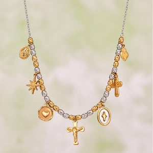 Vintage Cross Mixed Gold&Silver Colors Stainless Steel Women's Jewelry Sets h5 Picture3