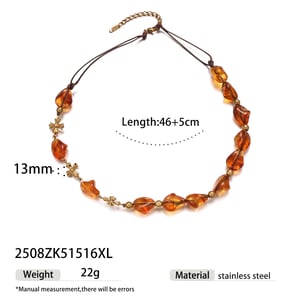 1 Piece Acrylic Beads Stainless Steel Beaded Necklace h5