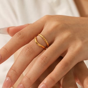 1 Piece Stainless Steel Gold Color Zircon Gemstone Ring h5 Picture4