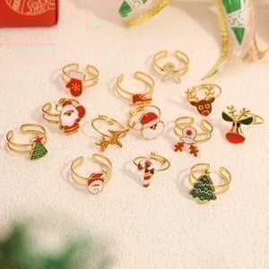 Bagues de déclaration pour femmes en acier inoxydable avec bottes de plantes de Noël, 1 pièce h5 Image3