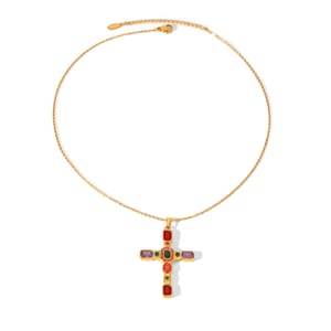 1 Piece Cross Stainless Steel Gold Color Zircon Pendant Necklace h5 Picture6