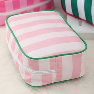 1 pezzo semplice casual a righe borse per il trucco da donna h5 Immagine4