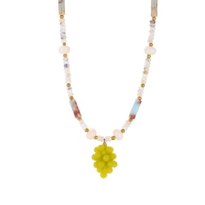 Collar de cuentas para mujer con piedras naturales brillantes de 1 pieza h5 Imagen5