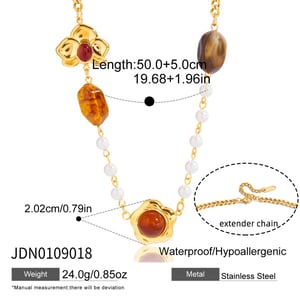1 Piece Retro Flower Stainless Steel Gold Color Acrylic Women's Pendant Necklaces h5 Picture2