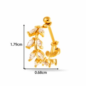 1 Piece Simple Crown Copper Gold Color Zircon Women's Piercing Earrings h5 Picture2