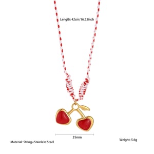 1 collar colgante lujoso de acero inoxidable con cereza roja para mujer h5