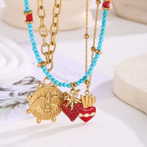 1 pieza de magnífico collar colgante de acero inoxidable con forma de fresa para mujer h5 Imagen4