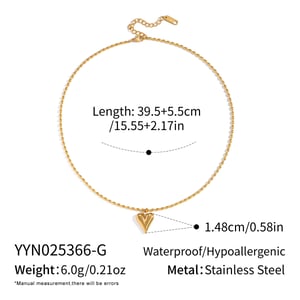 1 Piece Heart Stainless Steel Gold Color Pendant Necklace h5