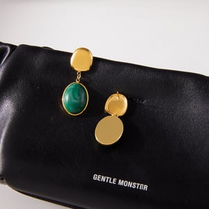 1 Pair Retro Green Circle Stainless Steel Gold Color Acrylic Women's Drop Earrings h5 Picture5