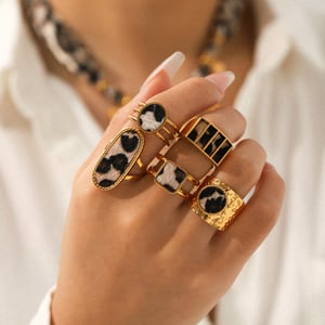 1 Piece Leopard Stainless Steel Gold Color Statement Ring h5 Picture3