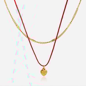Collier multicouches en acier inoxydable doré pour femme, motif cœur romantique, 1 pièce h5 