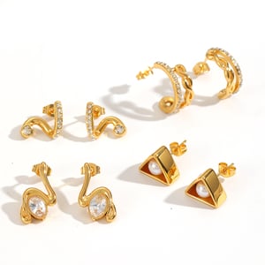 1 Pair Irregular Shape Stainless Steel Gold Color Stud Earrings h5 Picture3