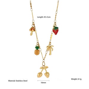 Collar con colgante de acero inoxidable con frutas vívidas para mujer (1 pieza) h5 
