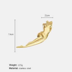 Broche en acier inoxydable doré, sculpture de corps humain (1 pièce) h5 Image2