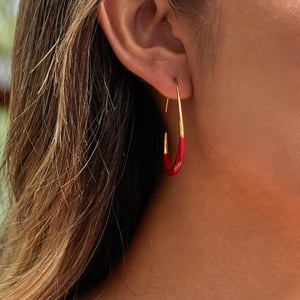 1 Pair Classic Mixed Color Oval Stainless Steel Women's Hoop Earrings h5 Picture7