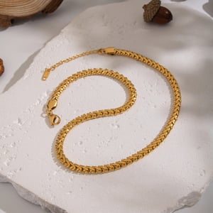 Collier chaîne 1 pièce en acier inoxydable couleur or h5 Image3