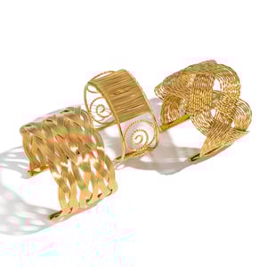 Bracelet manchette en acier inoxydable doré, magnifique, ajouré (1 pièce). h5 Image5