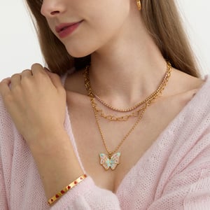 1 Piece Designable Butterfly Stainless Steel Gold Color Women's Pendant Necklaces h5 Picture6