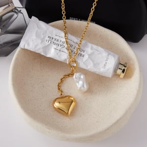 1 Piece Gorgeous Heart Stainless Steel Gold Color Women's Pendant Necklaces h5 Picture3