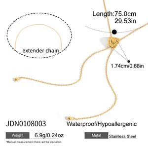 Collier long classique Stetson en acier inoxydable doré pour femme, 1 pièce h5 Image2