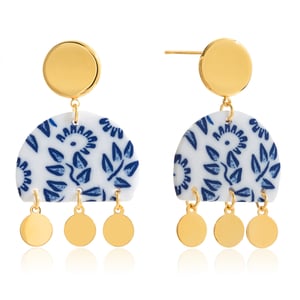 1 paire de magnifiques boucles d&#39;oreilles pendantes en argile polymère couleur or pour femme en forme de cœur et de fleur h5 