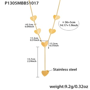 1 Piece Minimalist Heart Stainless Steel Gold Color Women's Pendant Necklaces h5 Picture2
