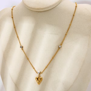 1 Piece  Sweet Heart Stainless Steel  Zircon Women's Pendant Necklaces h5 Picture4