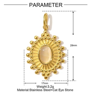 1 Piece Luxurious Natural Stone Circle Stainless Steel Women's Pendants h5 Picture2