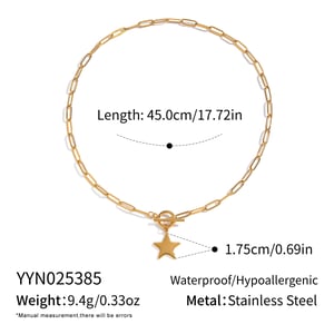 Collier pendentif en acier inoxydable doré en forme d'étoile (1 pièce) h5