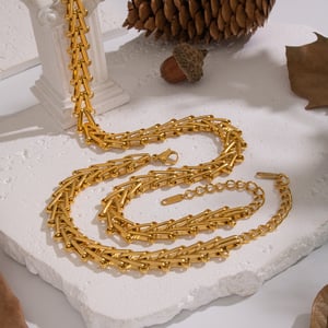 Ensemble de colliers décontractés en acier inoxydable couleur or h5 Image4