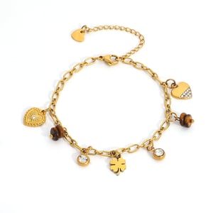 1 Piece Ethnic  Daily Heart Clover Stainless Steel Women's Charm Bracelets h5 Picture5