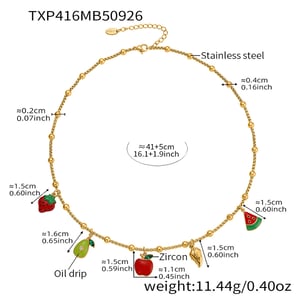 Polychrome Series Cute Fruit Stainless Steel Gold Color Women's Jewelry Sets h5