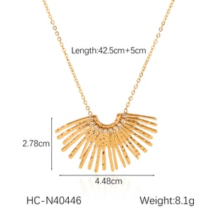 Wings Shape Stainless Steel Gold Color Necklace Set h5 Picture2