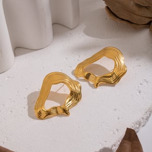 1 paire de boucles d'oreilles à tige en acier inoxydable de forme irrégulière, couleur or h5 Image4
