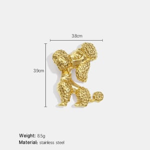 Broche en acier inoxydable doré en forme de caniche (1 pièce) h5 Image2