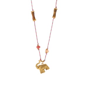 Collar con colgante clásico de elefante y piedras naturales para mujer (1 pieza) h5 Imagen6