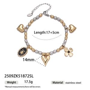 Heart Mixed Color Beads Stainless Steel Necklaces Set h5