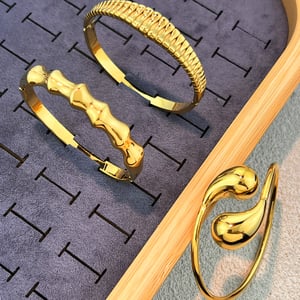 1 Adet Düzensiz Şekilli Paslanmaz Çelik Altın Renkli Bilezik h5 Resim3