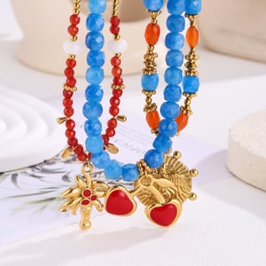 1 elegante collar de cuentas de piedras naturales de cereza para mujer h5 Imagen3
