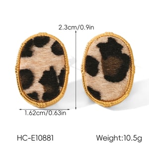1 Pair Leopard Pattern Stainless Steel Gold Color Stud Earrings h5 Picture2