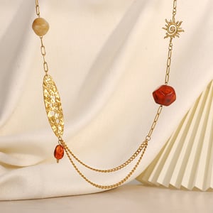 1 Piece  Sun Hollowed-out Stainless Steel Women's Chain Necklaces h5 Picture2