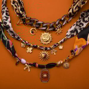 Collier avec pendentif en acrylique doré pour femme, motif léopard et soleil, en acier inoxydable h5 Image3